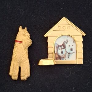Gold and Red Dog and Doghouse Accessory Set